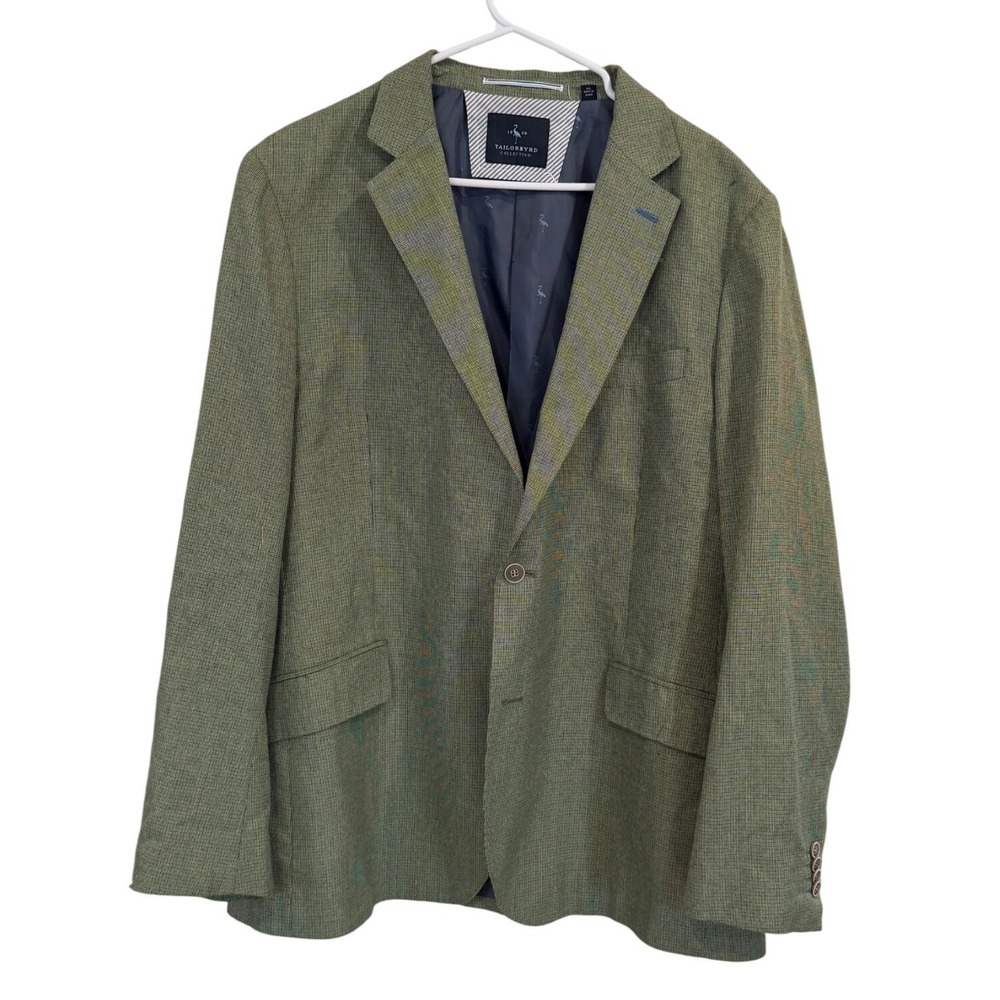 Tailorbyrd Collection Mens 46L Green Micro Check Blazer Sport Coat Preppy READ